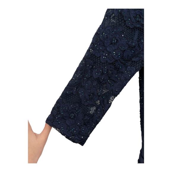 La Femme Dress 24926 Sparkle Lace Trumpet gown blue size 6 - Picture 3 of 10